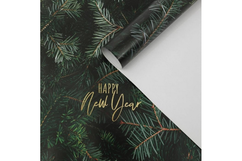 Бумага упаковочная глянцевая Happy new year , 70 х 100 см